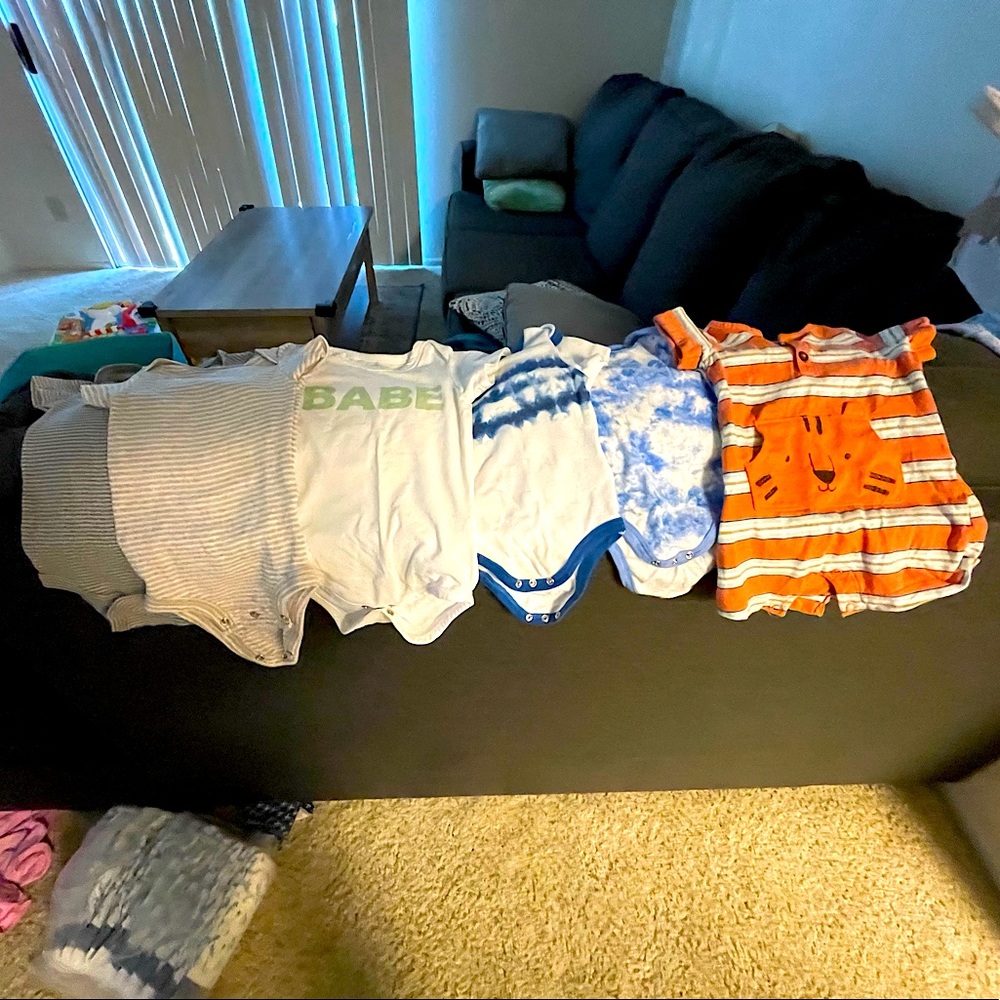 Baby boy onsie lot - 6 items - different brands